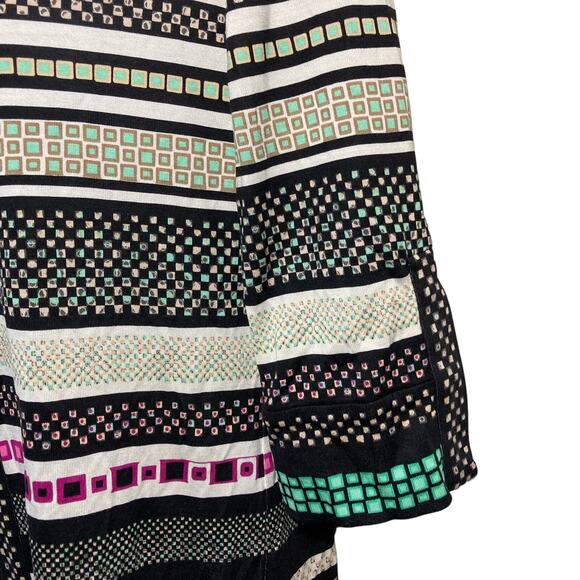 Diane Von Furstenberg Rose Print Silk Shift Dress Split Neck Striped Mini Size 4 - Picture 16 of 16